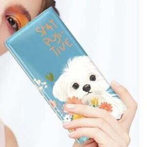 Women's Wallet, RFID Slim Wallets for women's Blue Pretty Dog Desing